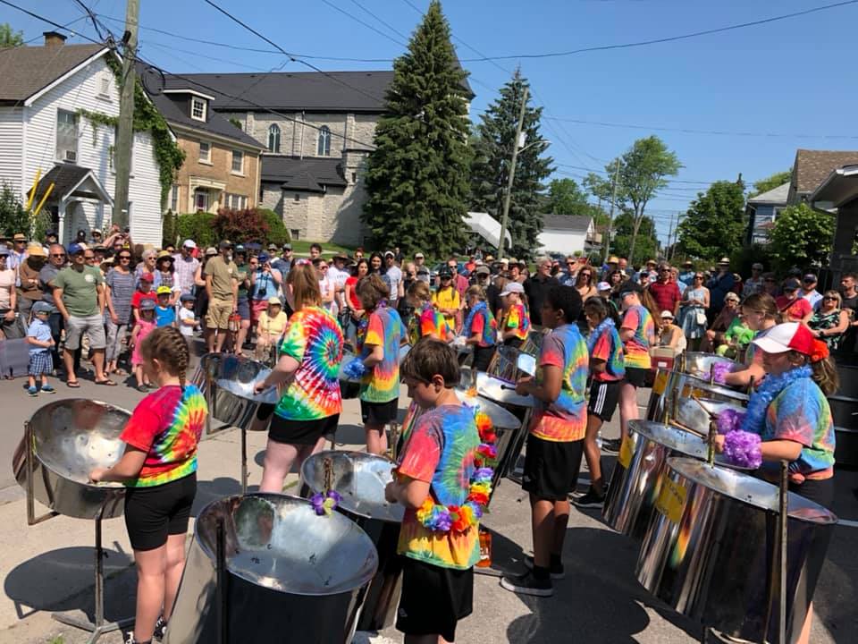 brockville lions steel band playing for community outside